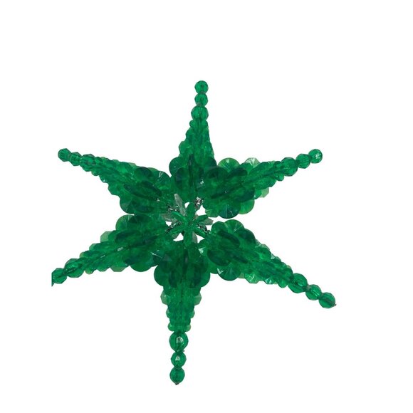Green Beaded Starburst Ornament For Holiday Décor & Crafting - Picture 1 of 3